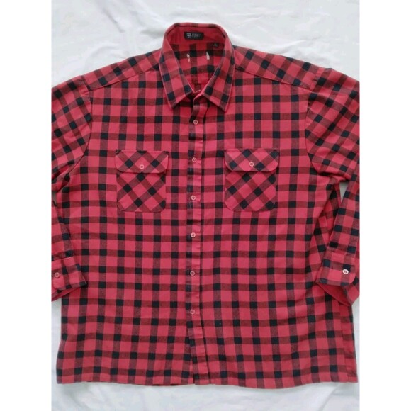 Vintage Buffalo Plaid Shirt Button Down Red Black Check Lumberjack Mens Size XL - Picture 2 of 8